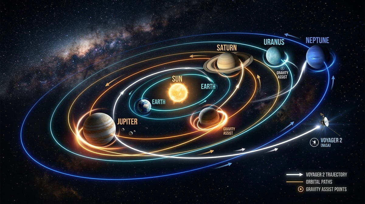 3D Gezegenler Arası Rota Haritası: Voyager 2 Güneş Sistemi Turu