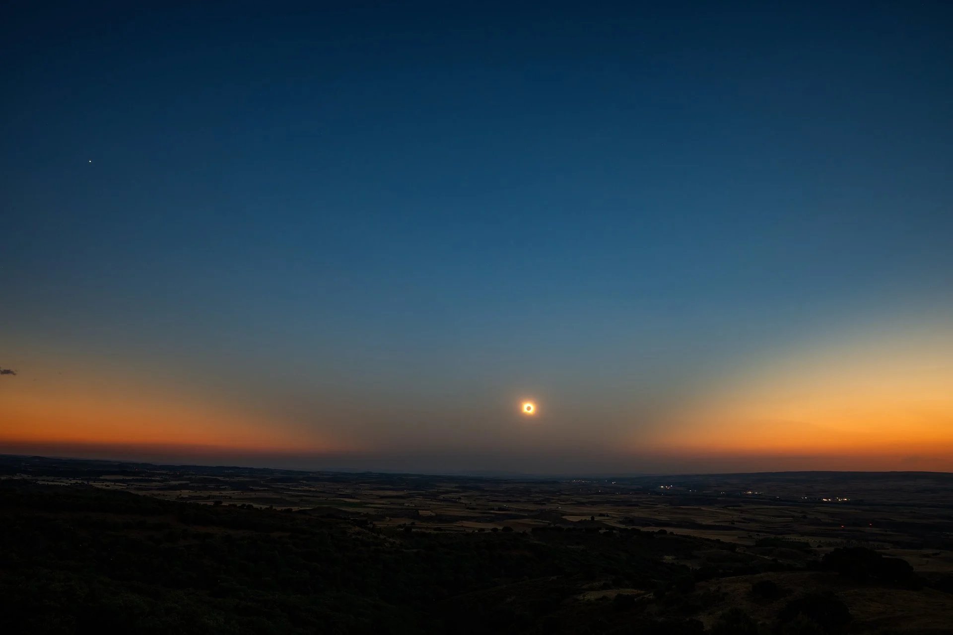 Totality, plus the shadow of the Moon. Credit: Eliot Herman.