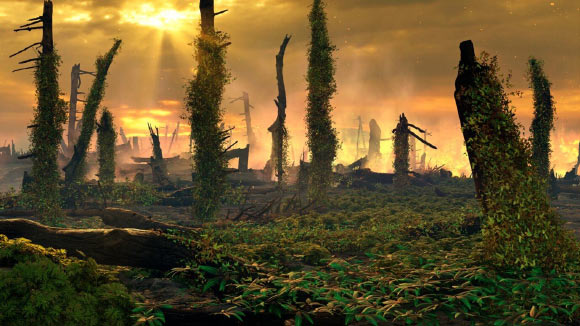 An artist’s impression of the end-Triassic fern spike interval. Image credit: Mark Garlick.