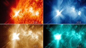 Solar Dynamics Observatory tarafından aşırı morötesi dalga boylarında kaydedilen X3.2 sınıfı devasa güneş parlaması