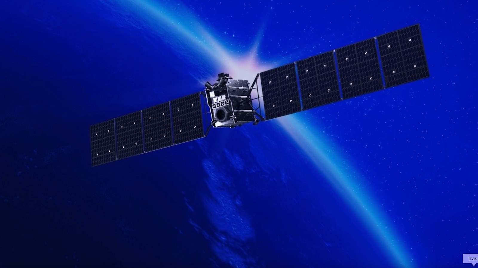 Artist's illustration of an Astranis Perceptor spacecraft high above Earth.