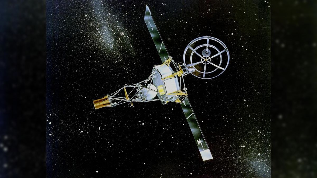 NASA's Mariner 2 spacecraft on a starry background in an illustration