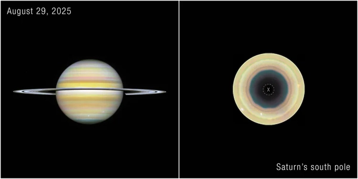 Saturn's South Pole Features Newly Formed Atmospheric Decagon