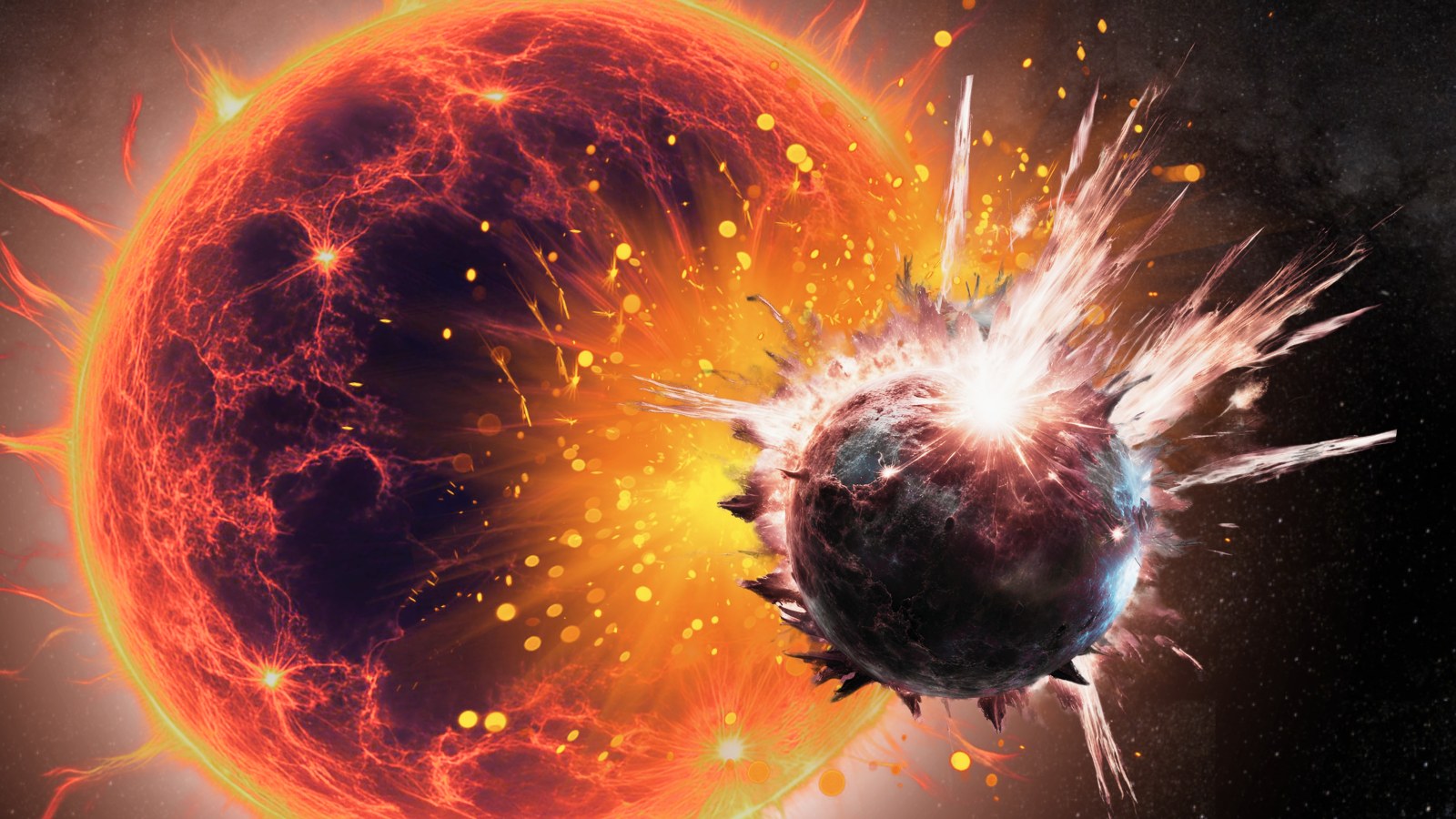 An illustration shows the star TOI-5882 devouring a planet.