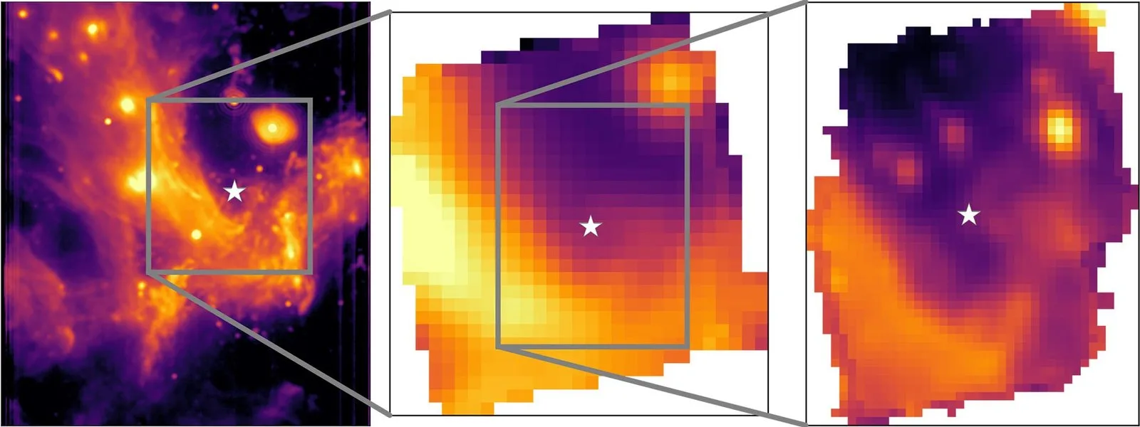 A series of heat maps showing different black holes
