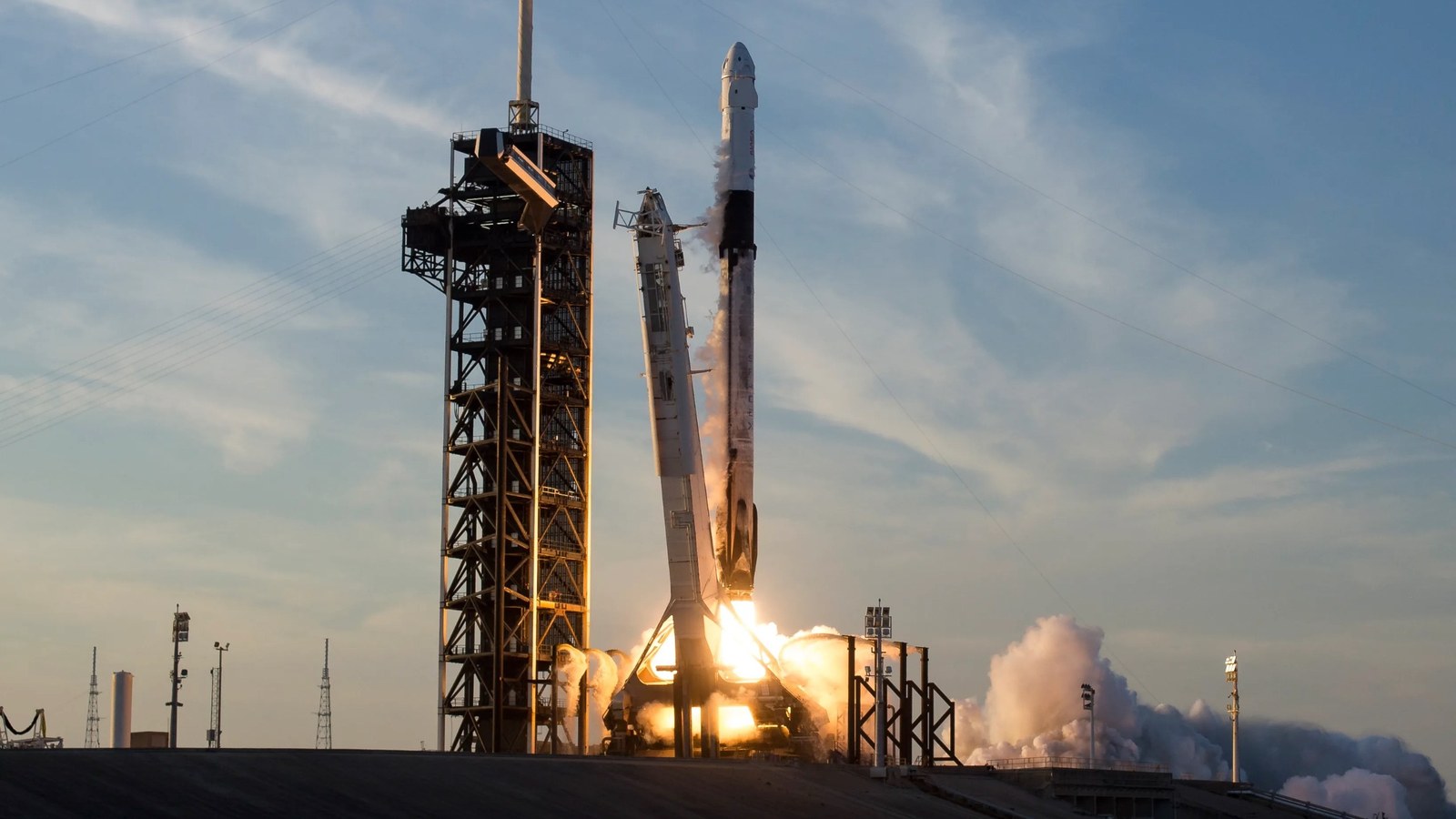 A SpaceX Falcon 9 rocket carrying the company’s Dragon spacecraft launches NASA’s SpaceX Crew-10 mission to the International Space Station on March 14, 2025.