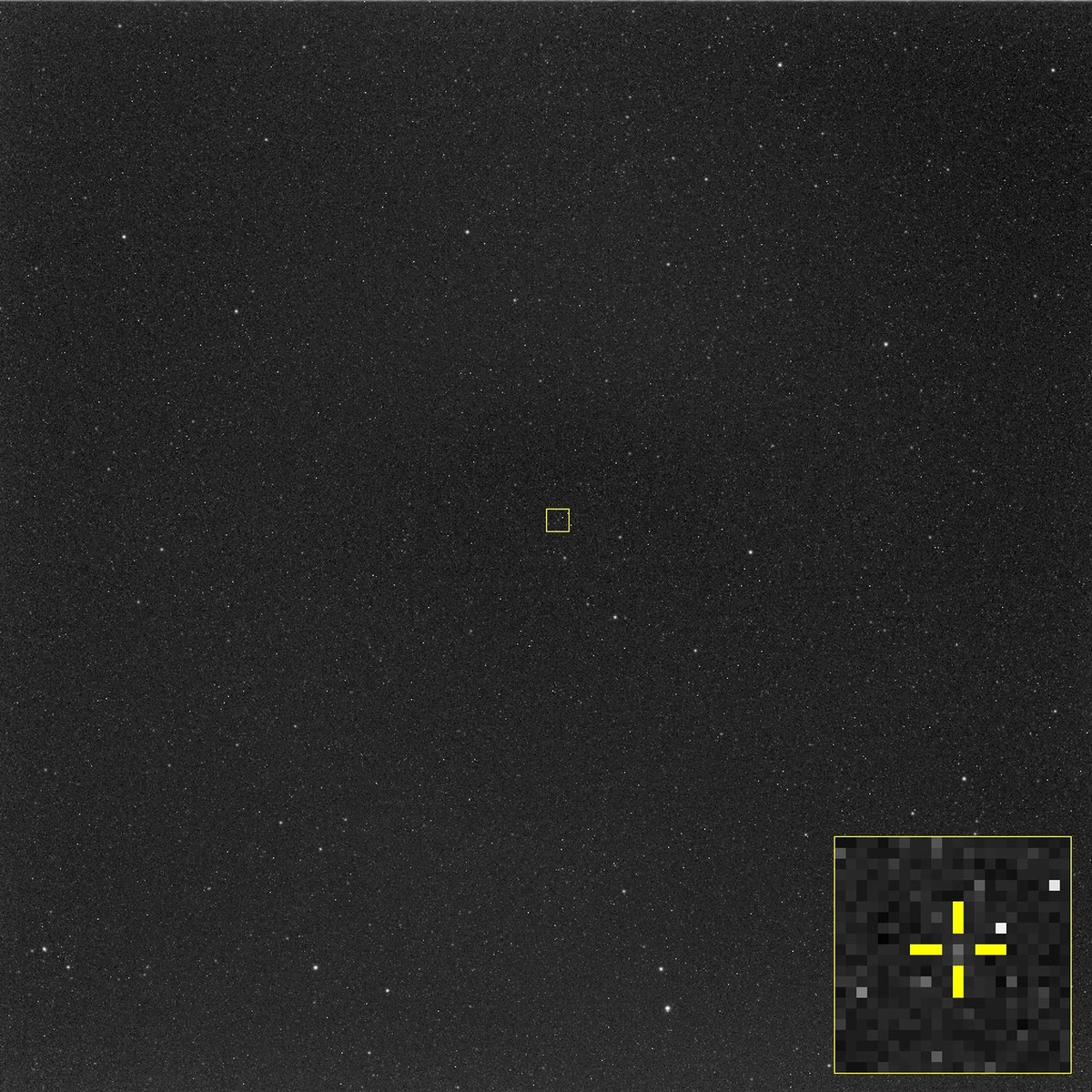 Hera catches first sight of its binary asteroid destination. Credit: ESA.