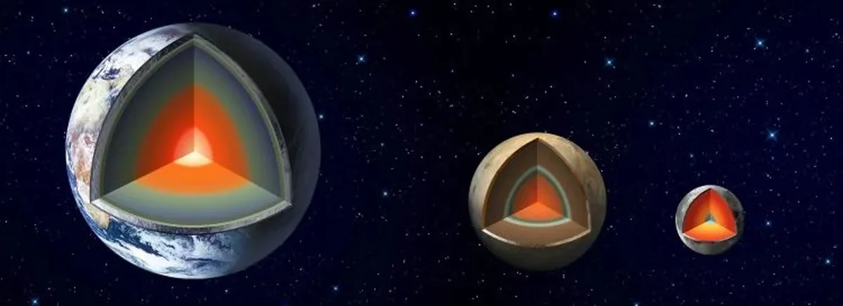 Artist's impression of the interior layers of Earth, Mars and the Moon. (Credit: NASA/JPL-Caltech)