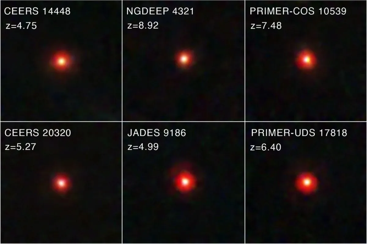 This image has become famous in astronomical circles. It shows the JWST's famous Little Red Dots, of which hundreds have been observed in the early Universe. They could be ancient black holes surrounded by gas, which masks the x-rays that would give away their nature. If they are black holes, they could be growing quickly due to super-Eddington accretion. This research supports that idea, by showing that plentiful stellar collisions could be generating all the gas, which is fuel for the black hole's growth, but also masks x-rays. Image Credit: NASA, ESA, CSA, STScI, D. Kocevski (Colby College)