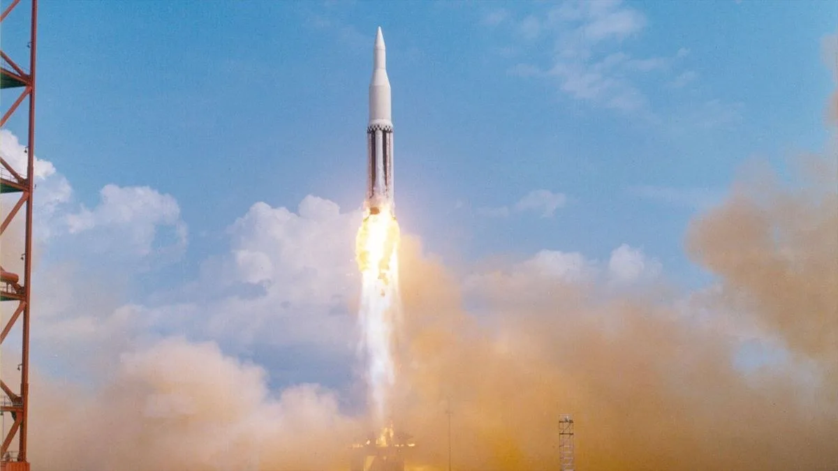 The first Saturn rocket, Saturn-Apollo 1 or SA-1, lifted off from Launch Complex 34 at Cape Canaveral, Florida on Oct. 27, 1961.