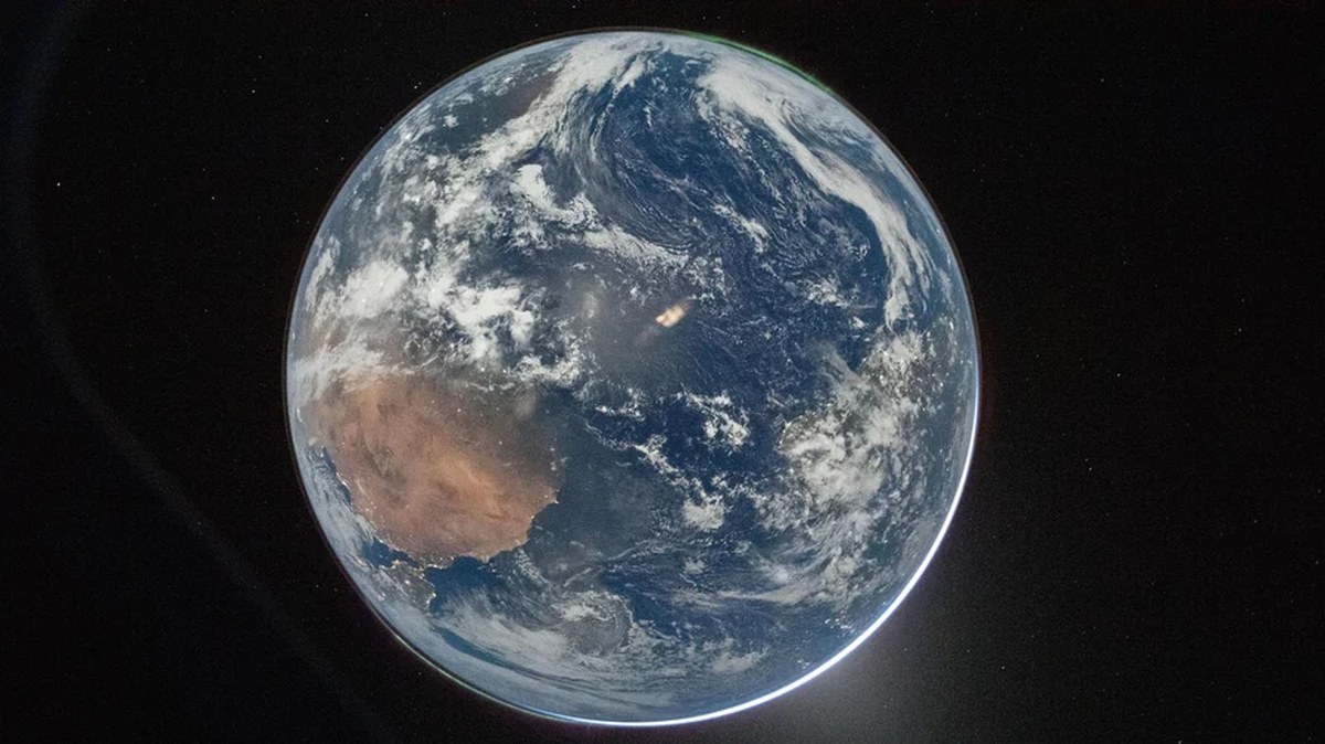 This nighttime picture of Earth was taken on April 2, 2026, by an Artemis II crew member. Credit: NASA